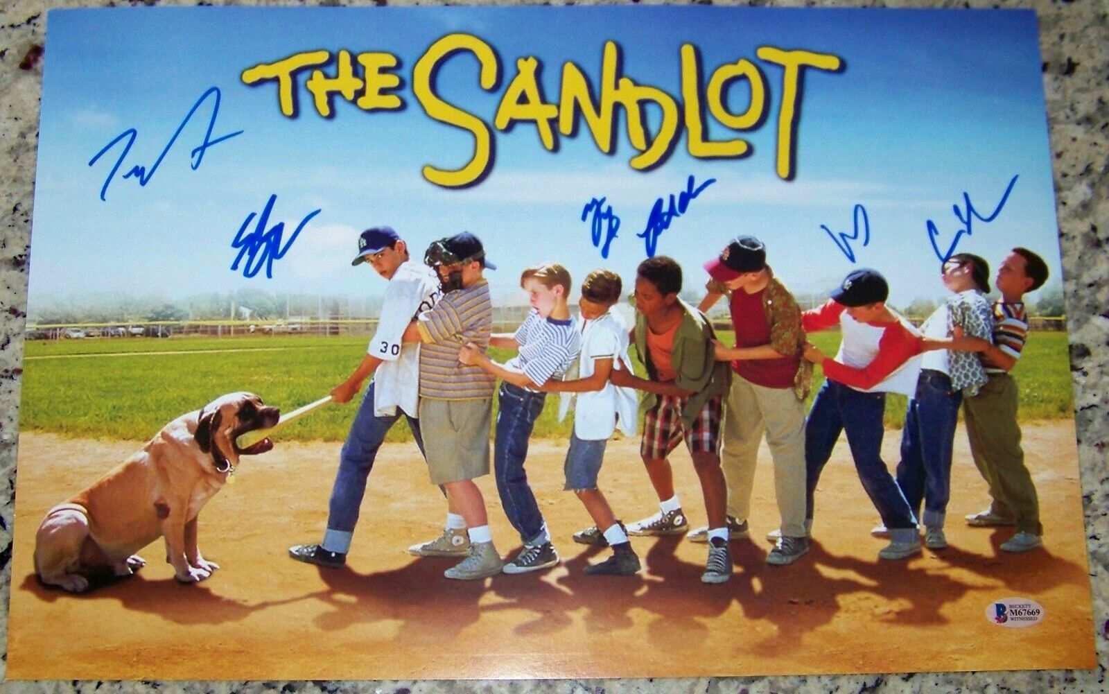 Sandlot 12x18 Photo Poster painting Signed Leopardi Guiry York Adams DiMattia Obedzinski BAS COA