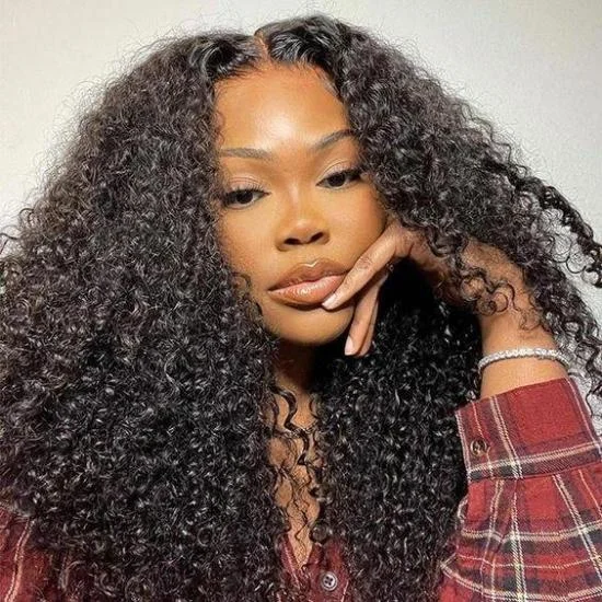  YVONNE Free Combination Super High-density Lace Wig Premium Kinky Curly 3 Bundles With 13*4 HD Lace Frontal 