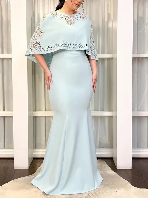 Plus Size Round Neck Hollow Solid Color Maxi Dress