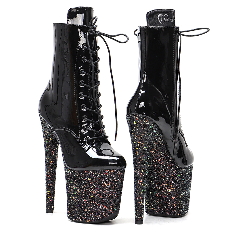 TAAFO 20CM/8inches Pole Dancing Shoes High Heel Platform Boots Closed Toe Pole Dance Boots