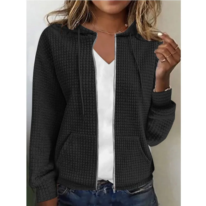 Ueong Ueong Women Wear Zip Hooded Cardigan Long Sleeve Hoodie Coat