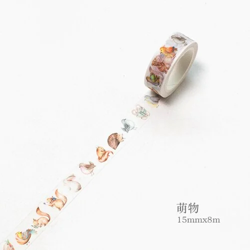 1 Roll/set Vintage Washi Tape Panda Feather Bottle Decorative Tape for DIY Album Diary Planner Masking Tape 8m