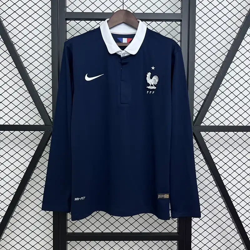 Retro 2014 France Long Sleeve Soccer Jersey Home