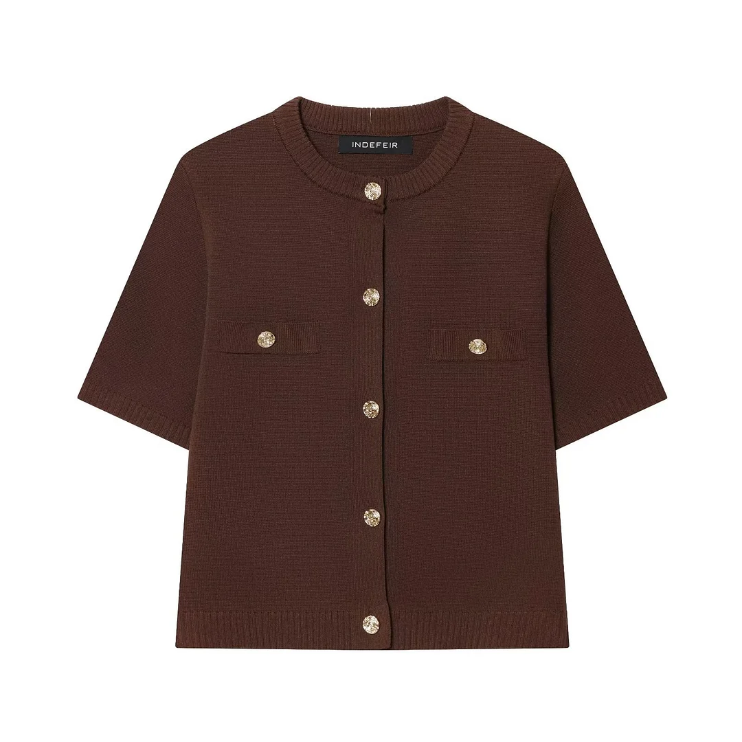 Nigikala Nigikala Spring 2025 New Women's Short-Sleeved Simple Fashion Knitted Jacket Skirt 1822023 1822025