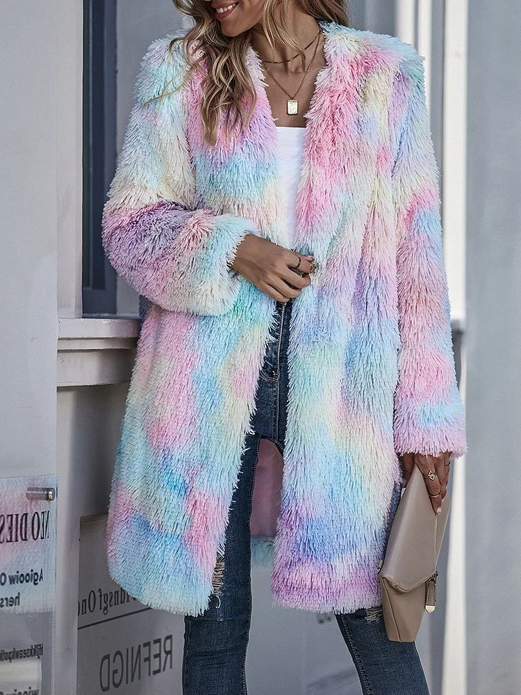 Mayoulove Warm tie dyed Plush camouflage coat-Mayoulove