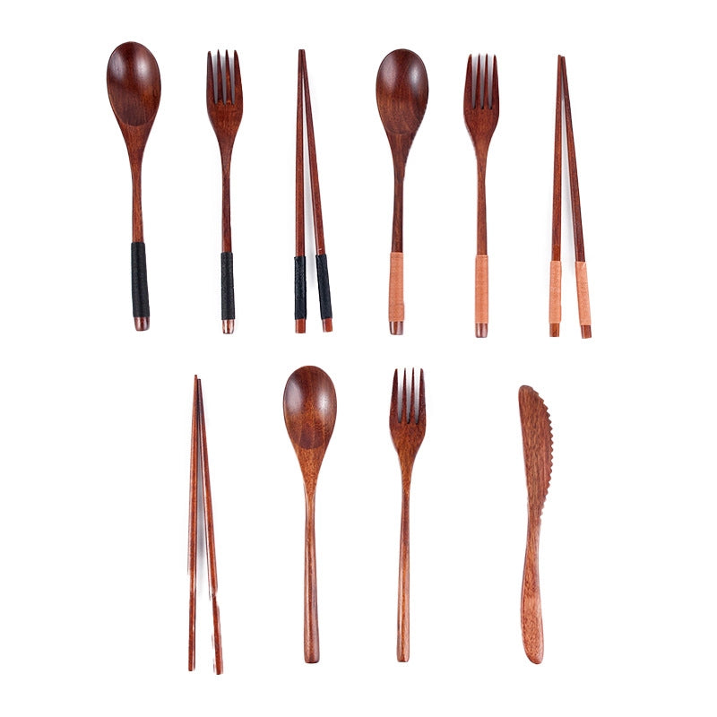 Creative Japanese Tableware Set Phoebe Chopsticks Knife, Fork And Spoon Four-piece Set Wooden Simple Chopsticks And Spoon Set