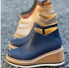 2024 Fashion Women Short Boots Round Toe High Top Platform Wedges Retro Booties Soft Leather Zipper Comfortable Ankle Boots for Woman(🎁Christmas Hot Sale🎁)