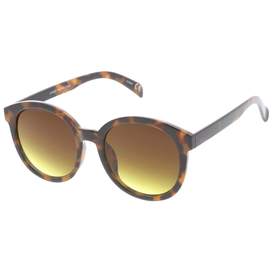 Oversize Horn Rimmed Flat Lens Round glasses 55mm