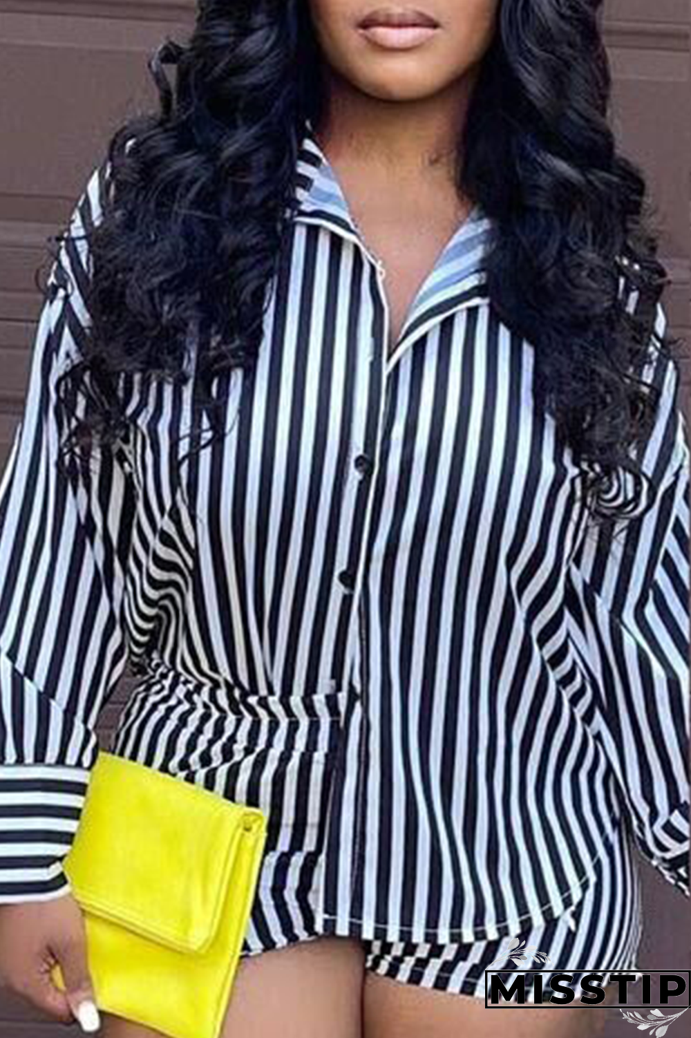 Green Casual Striped Patchwork Turndown Collar Long Sleeve Two Pieces