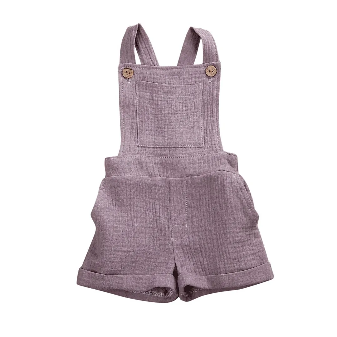 Infant Baby Toddler Bib Romper Unisex Boys Girls Bib Overall Solid Color Suspender Pants