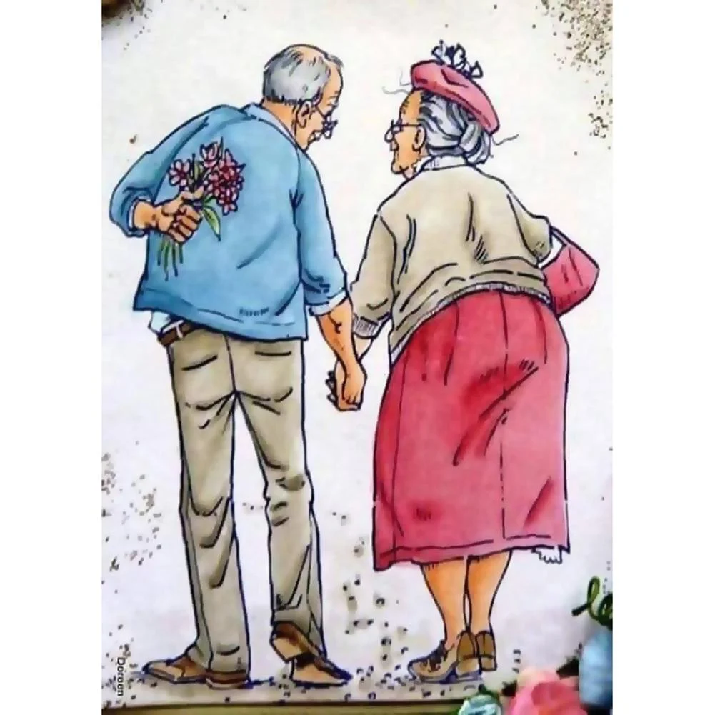 Full Round Diamond Painting Old Lovers (40*30cm)