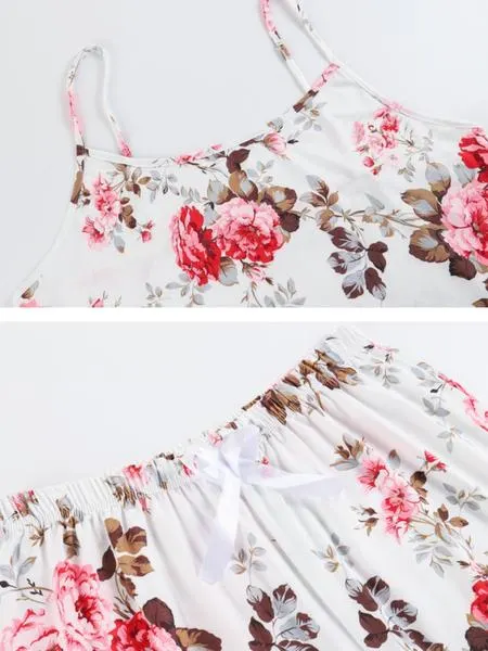 【Plus Size】 Three-Piece Set Floral Print Belted Lounge Robe & Cami Top & Elastic Waist Pants Pyjama Set, Elegant Comfy Drop Shoulder Long Sleeve Robe & Sleeveless Top & Bow Decor Trousers PJ Set, Women's Sleepwear for Spring & Fall, Pajamas 【Plus Size】 Three-Piece Set Floral Print Belted Lounge Robe & Cami Top & Elastic Waist Pants Pyjama Set, Elegant Comfy Drop Shoulder Long Sleeve Robe & Sleeveless Top & Bow Decor Trousers PJ Set, Women's Sleepwear for Spring & Fall, Pajamas