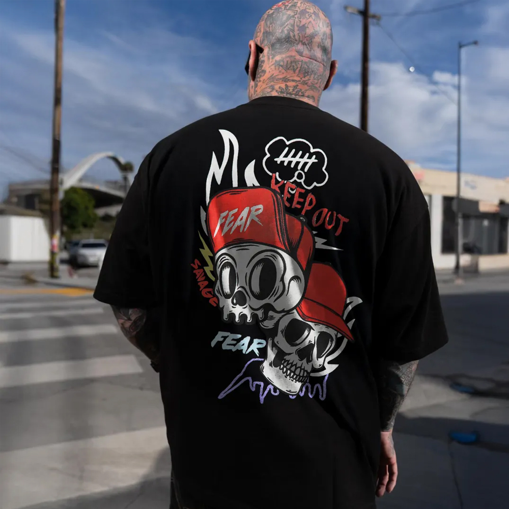 Cotton Black Graphic T-Shirt With Skull