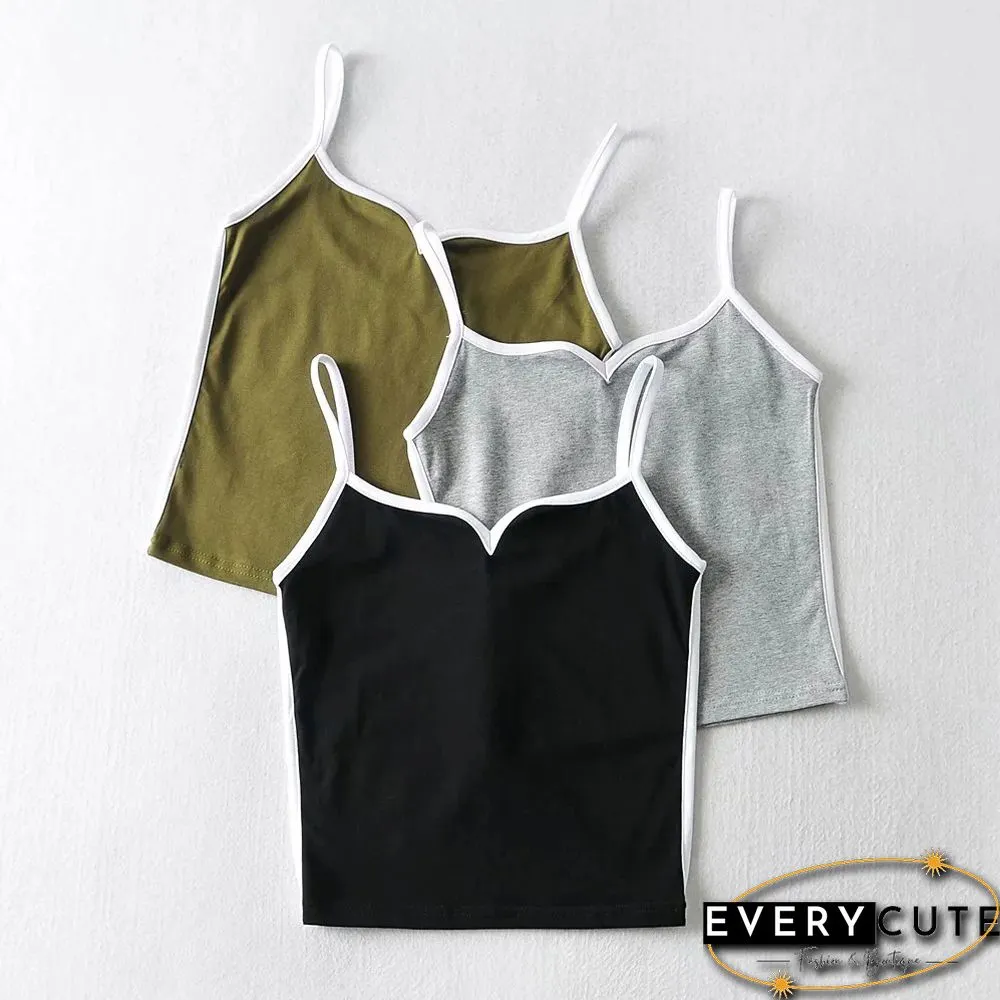 Black Crop Top-Summer Sexy Tops for Women-Spaghetti Strap Casual Necklace Camis Knit