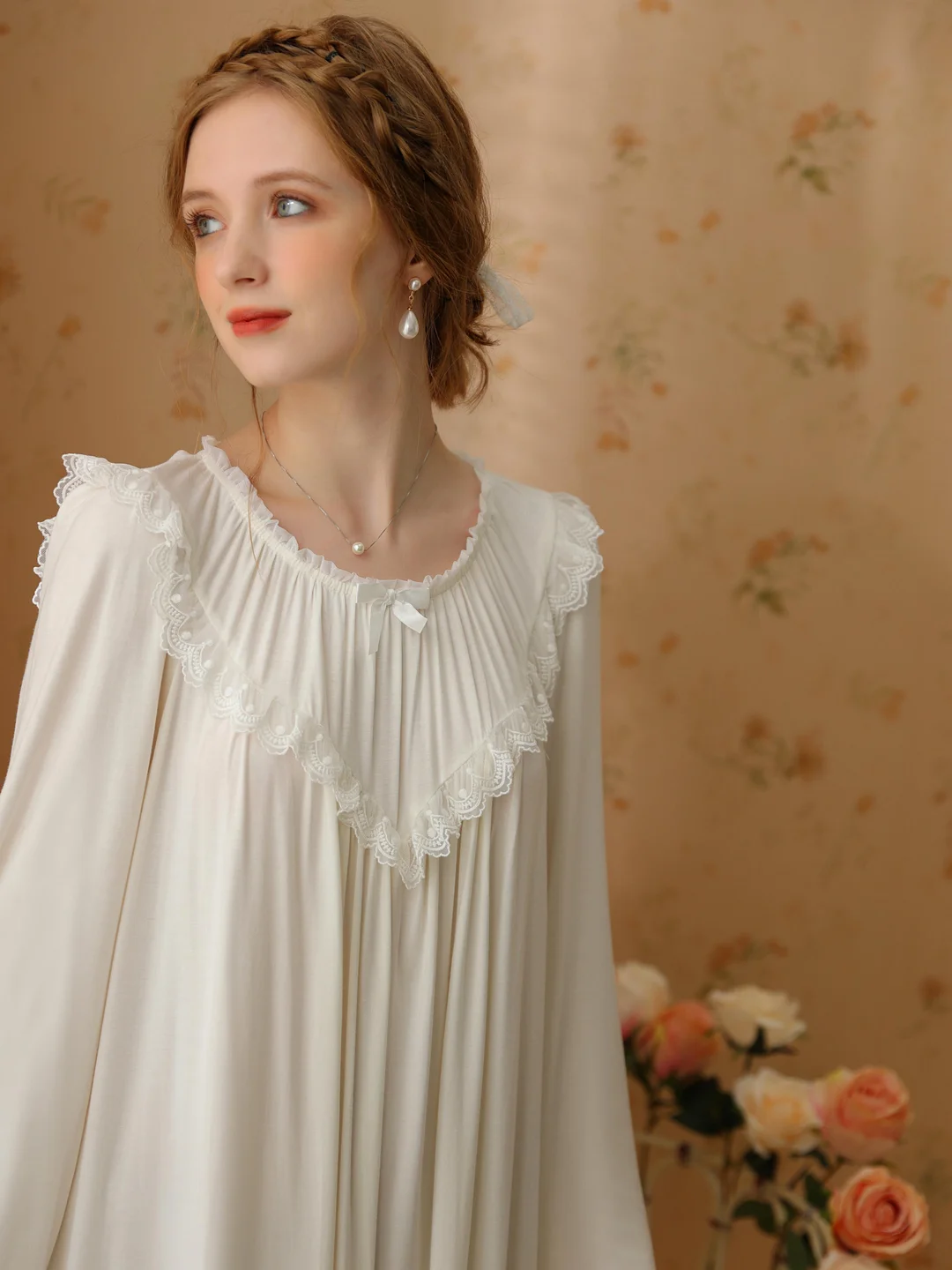 Medium Round Collar  Princess Vintage Court French One-Piece Nightgown
