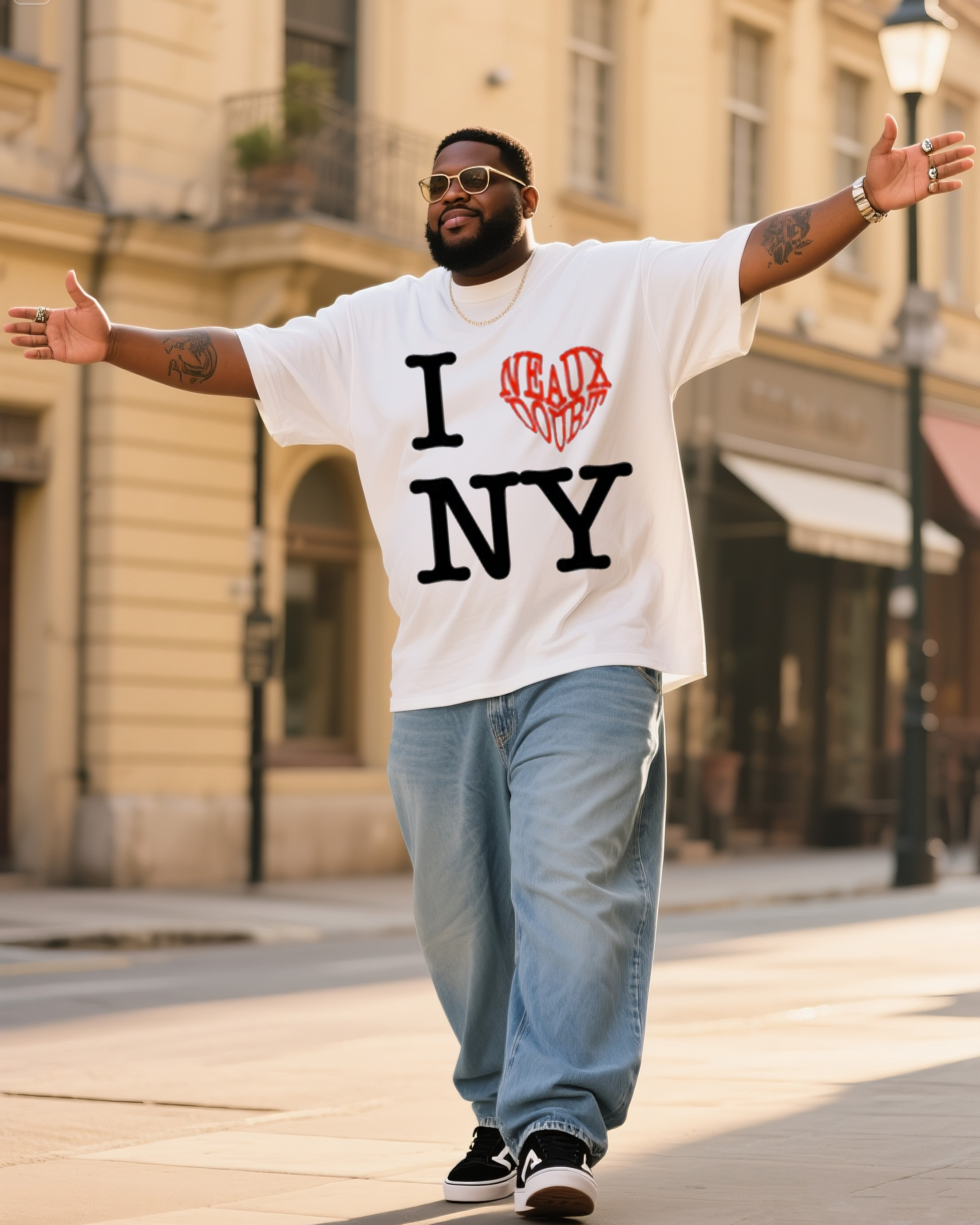 Big & Tall Men's I Love New York T-Shirt Denim Pants Suit