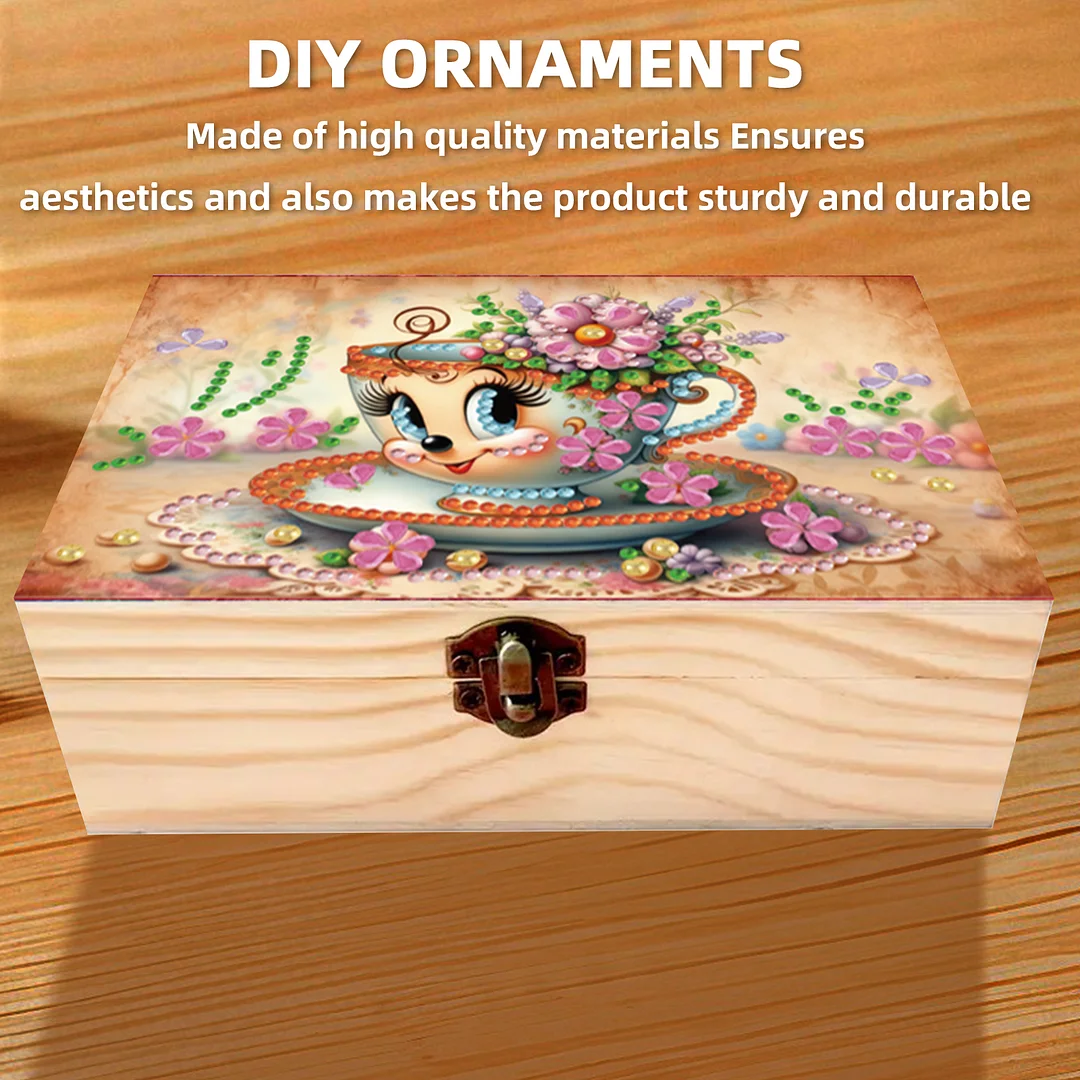 1Pc DIY Diamond Painting Wooden Storage Box Jewelry Box Kits (MZH031)
