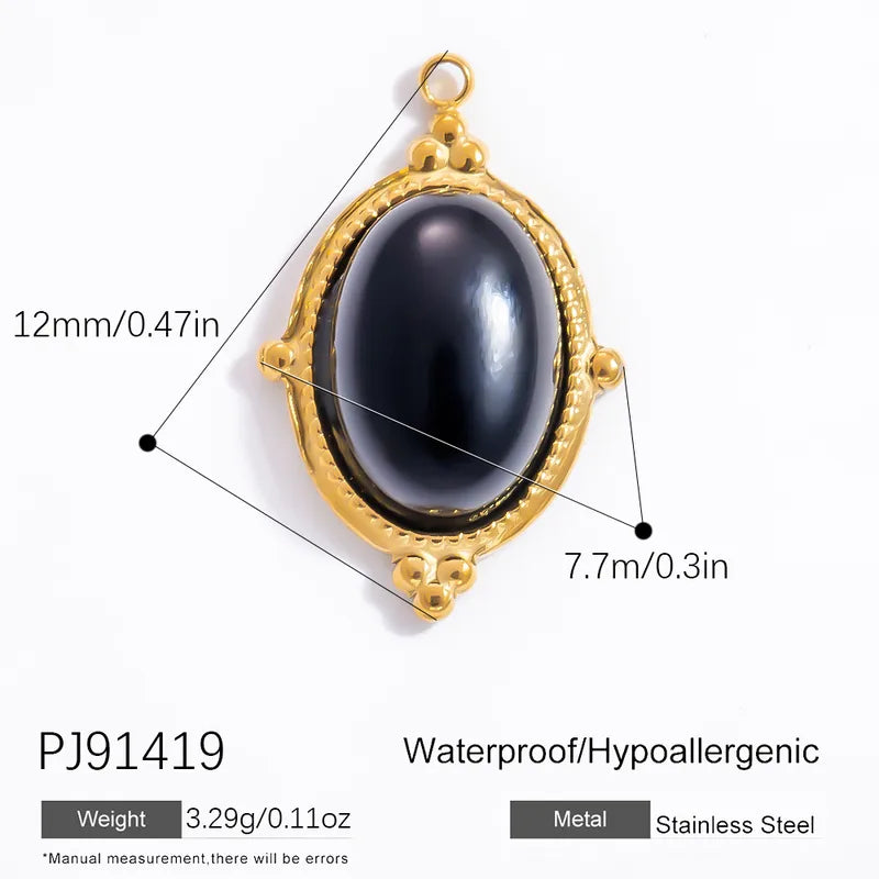 1 Piece 6.7*9.9mm 304 Stainless Steel Natural Stone Geometric Pendant Jewelry Accessories