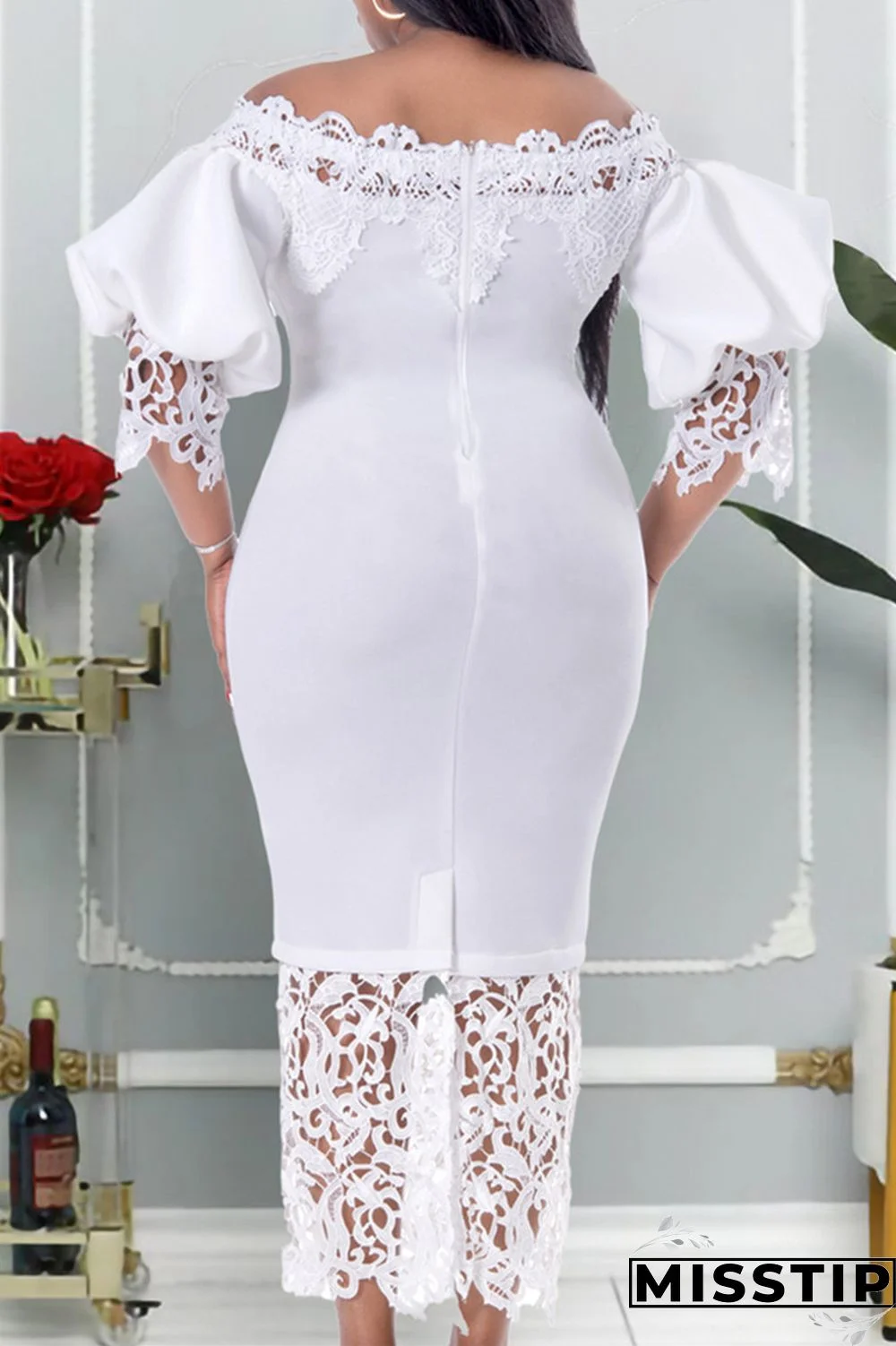 Blue Fashion Casual Solid Patchwork Off the Shoulder Long Dress Dresses