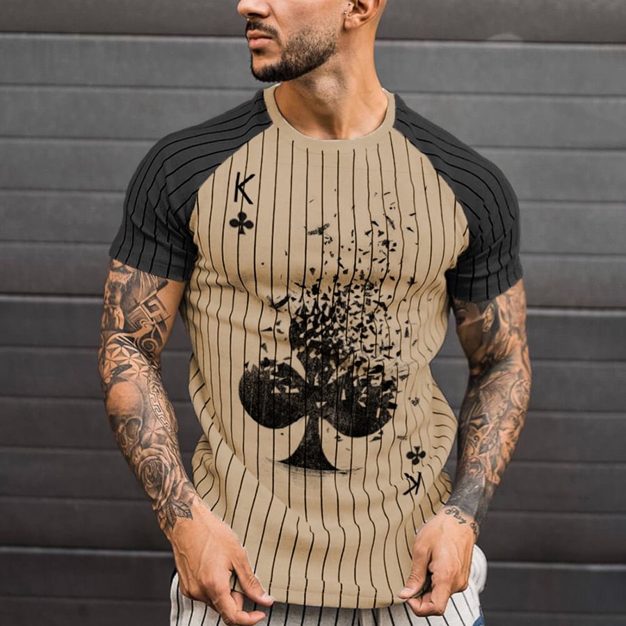 Classic striped fashion poker print T-shirt / [viawink] /