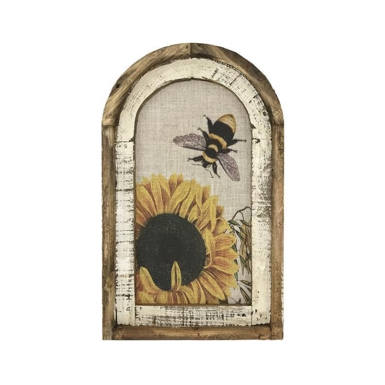 Sunflower Bee Wall Art Rustic Farmhouse Decor