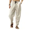 Pantaloni casual larghi da uomo in cotone e lino