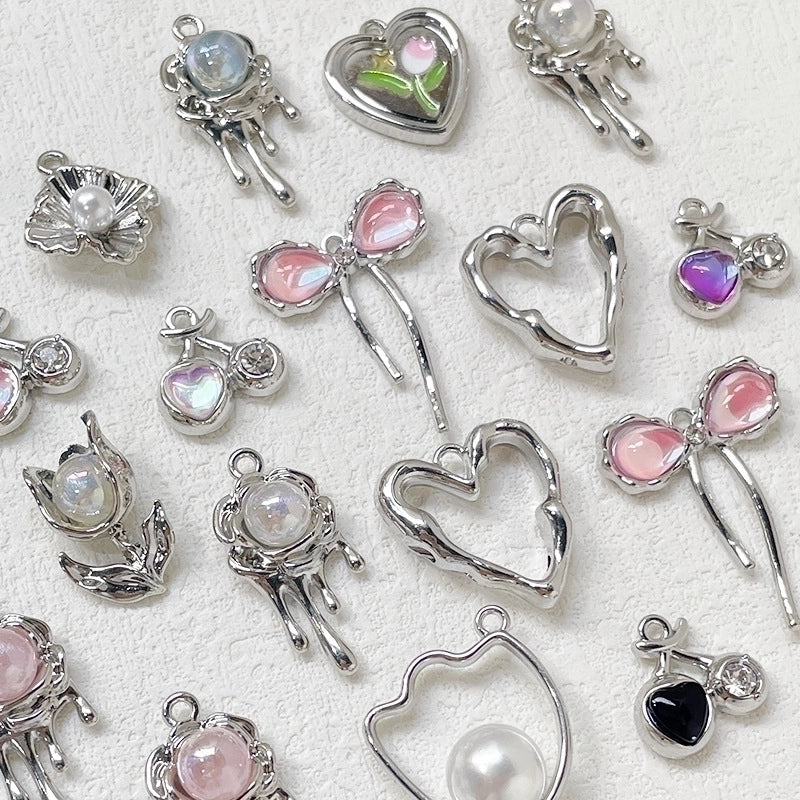 1 Piece Ig Style Sweet Cherry Heart Shape Flower Alloy Plating Inlay Jewelry Accessories