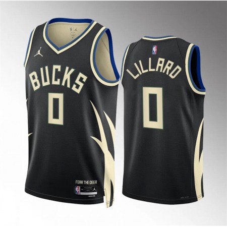 Youth Milwaukee Bucks #0 Damian Lillard Black Stitched Basketball Jersey 0K4O