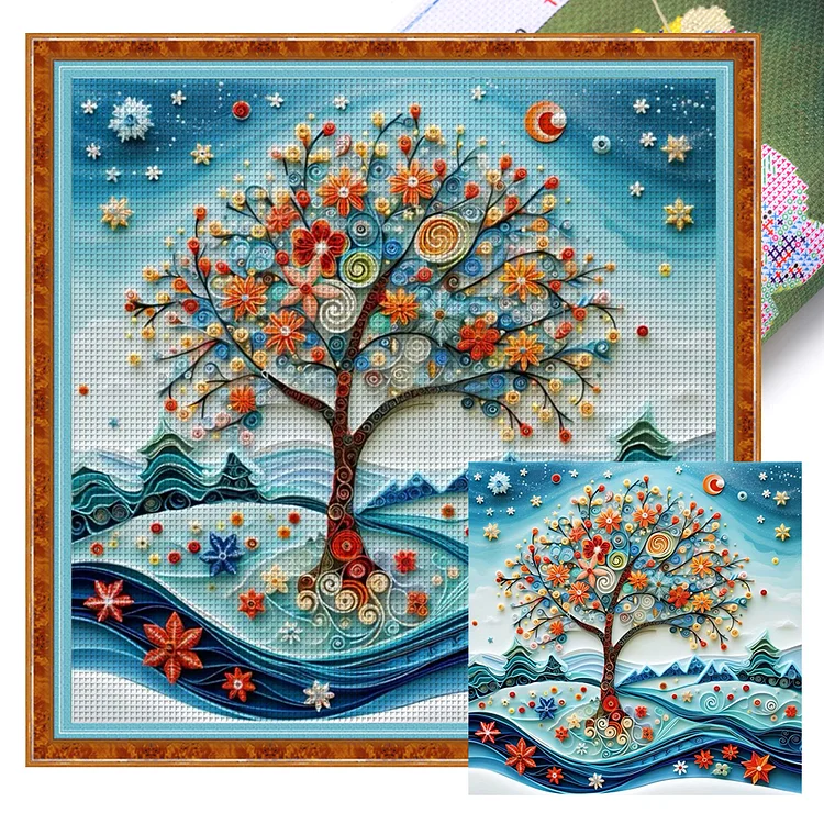 【Huacan Brand】Quilling-Tree Of Life (40*40cm) 14CT Printed cross stitch gbfke