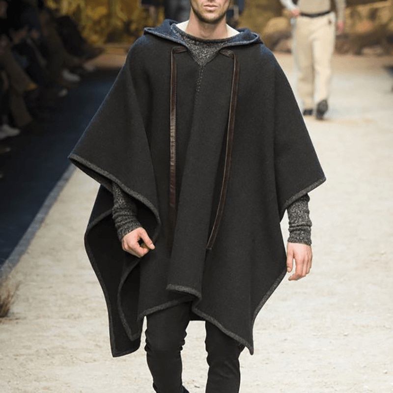 Mens Sleevless Oversized Casual Black Hooded Cloak Cape Coats
