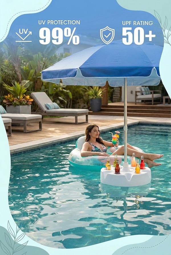 Floating Pool Umbrella with Bar and Base, Portable Pool Bar Table Umbrellas with Cup Holder & Phone Stand, Floating Poolside Shade, Included Easy Carry Bag, for Inside of Pool, Swimming Area, Lake House, Beach, Summervibes, DealsForYouDays Floating Pool Umbrella with Bar and Base, Portable Pool Bar Table Umbrellas with Cup Holder & Phone Stand, Floating Poolside Shade, Included Easy Carry Bag, for Inside of Pool, Swimming Area, Lake House, Beach, Summervibes, DealsForYouDays