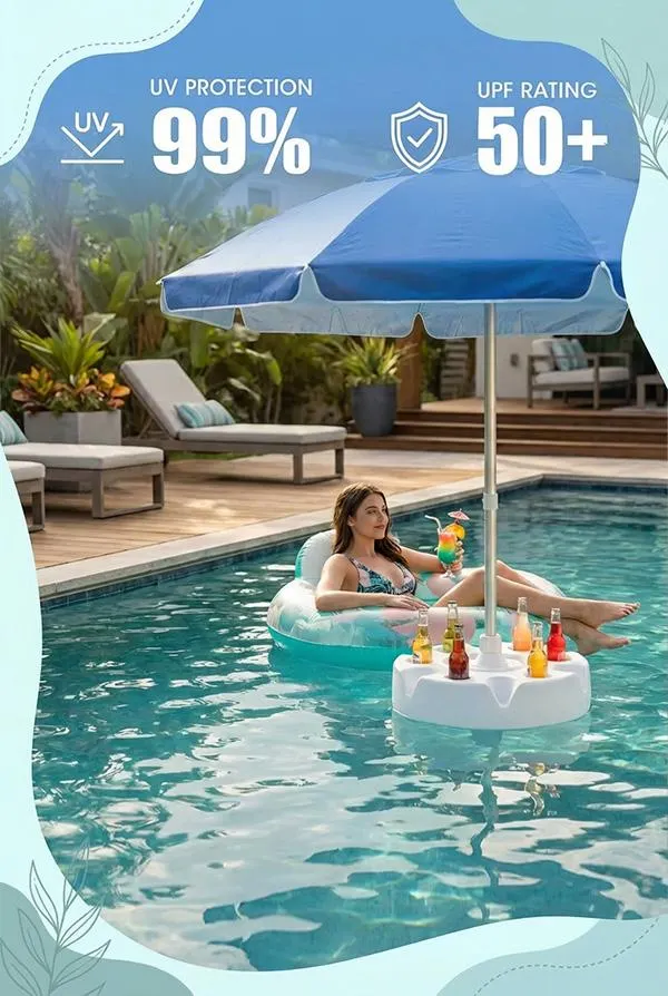 Floating Pool Umbrella with Bar and Base, Portable Pool Bar Table Umbrellas with Cup Holder & Phone Stand, Floating Poolside Shade, Included Easy Carry Bag, for Inside of Pool, Swimming Area, Lake House, Beach, Summervibes, DealsForYouDays Floating Pool Umbrella with Bar and Base, Portable Pool Bar Table Umbrellas with Cup Holder & Phone Stand, Floating Poolside Shade, Included Easy Carry Bag, for Inside of Pool, Swimming Area, Lake House, Beach, Summervibes, DealsForYouDays