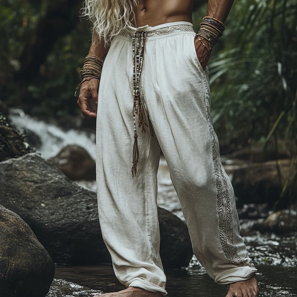 Men's Viking Bohemian Holiday Style Vintage Ethnic Totem Casual Pants / Rvogue / Rvogue