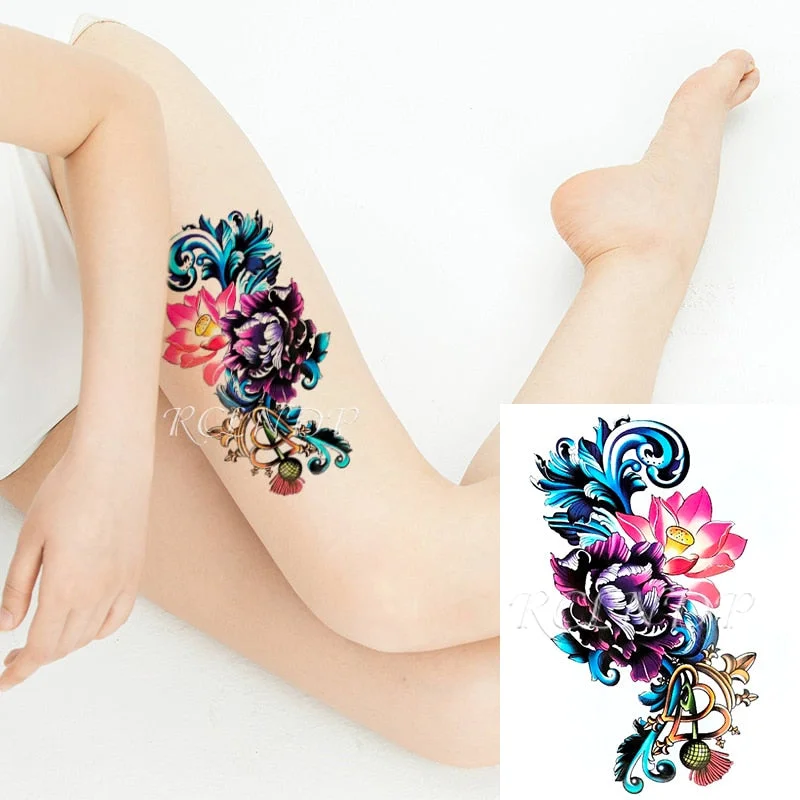 Waterproof Temporary Tattoo Sticker Sexy Thigh Love Sick English Words Gothic Water Transfer Fake Tatto Flash Tatoo for Women