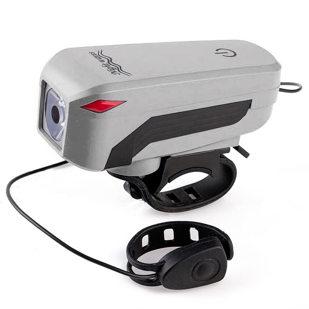 

Bike Headlight Horn T6 LED USB Rechargeable Bicycle Head Lamp Electric Bell, Grey, 501 Original