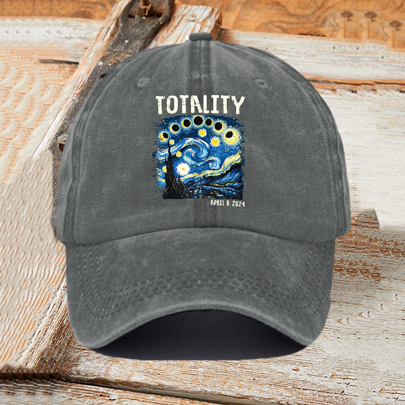 Comstylish Retro Starry Night & Totality Solar Eclipse Of April 8, 2024 Print Baseball Cap