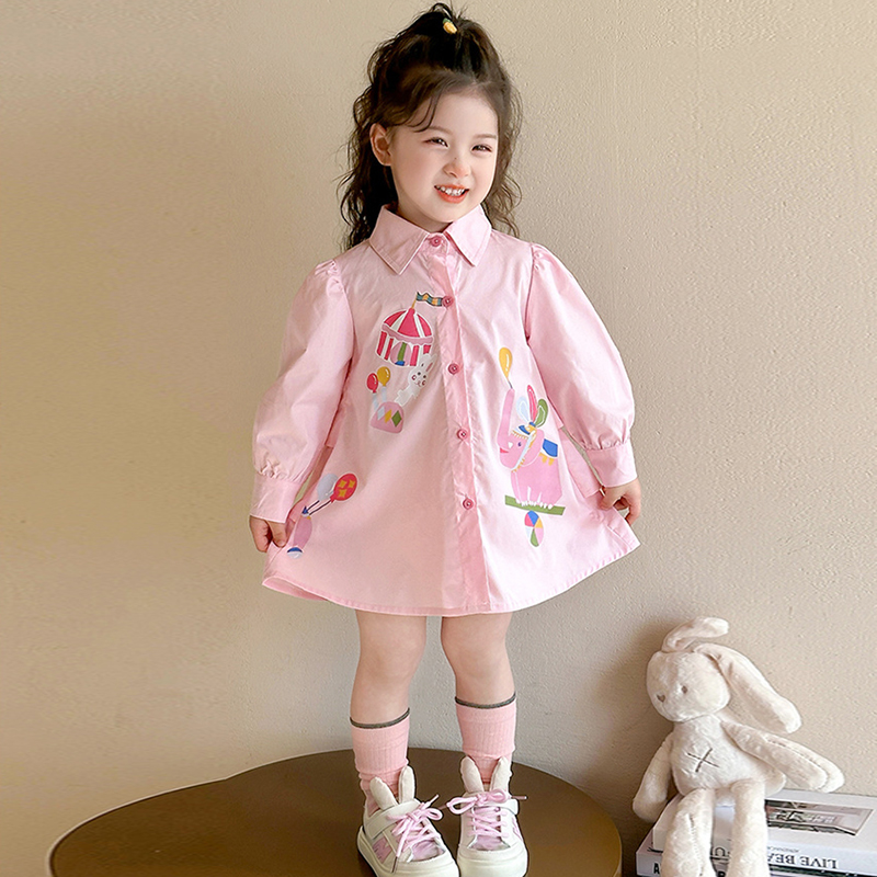 カートゥーン 超可愛い シングルブレスト ピンク 女の子 幼児 90-140ｃｍ ワンピース