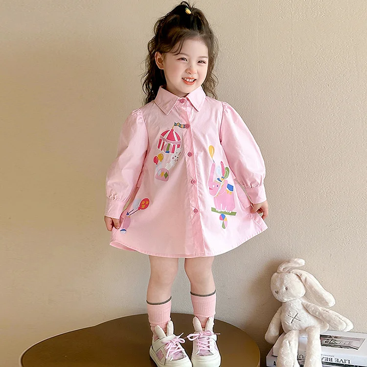 カートゥーン 超可愛い シングルブレスト ピンク 女の子 幼児 90-140ｃｍ ワンピース