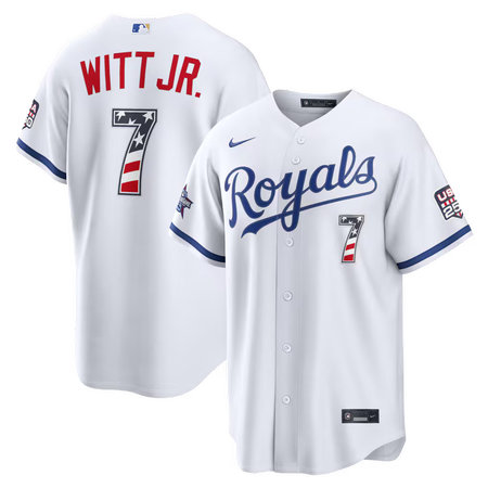 Men's Kansas City Royals #7 Bobby Witt Jr. Nike White 2026 All-Star Edition Stars & Stripes Stadium Jersey