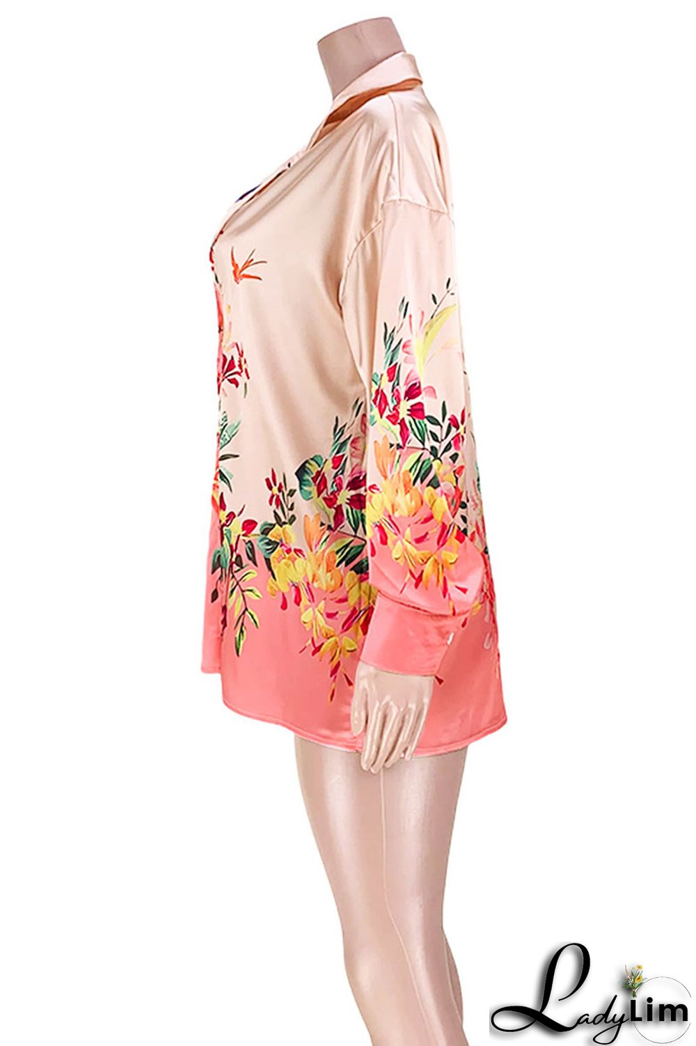 Orange Fashion Casual Basic Turndown Collar Tops