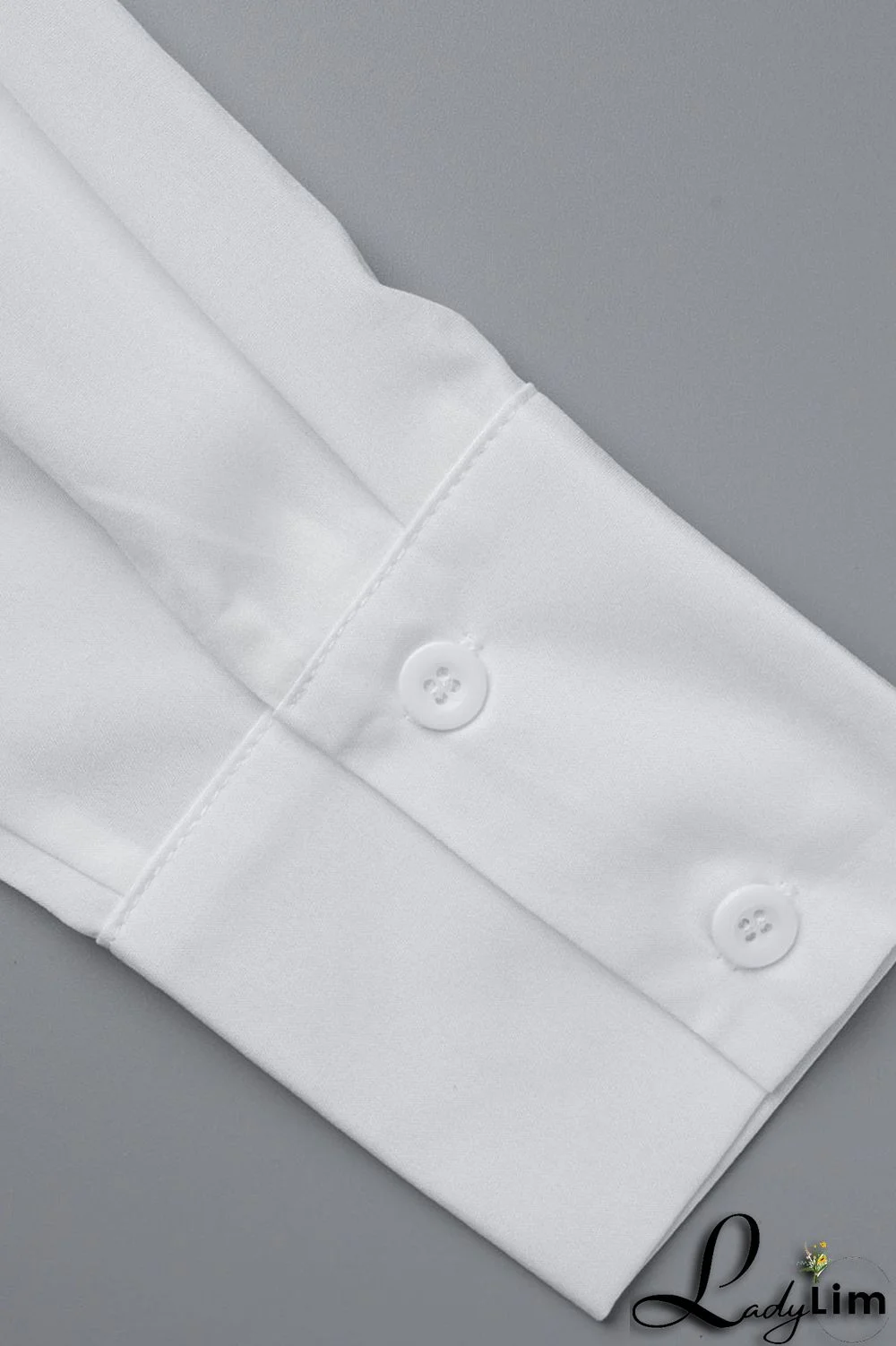 White Casual Solid Patchwork Buckle Asymmetrical Turndown Collar Tops