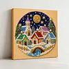 (25x25cm)DIY Pearl Painting Xmas Framed Handmade Pearl Material Art Kit Living Room Decor