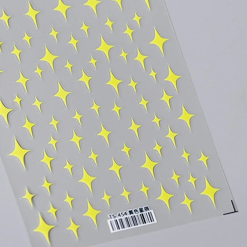 5D Star Love Nail Art Stickers Adhesive High Quality MultiColor Love Heart Stars Design DIY Nail Decals Foils Wraps Decorations-Nail Inspo