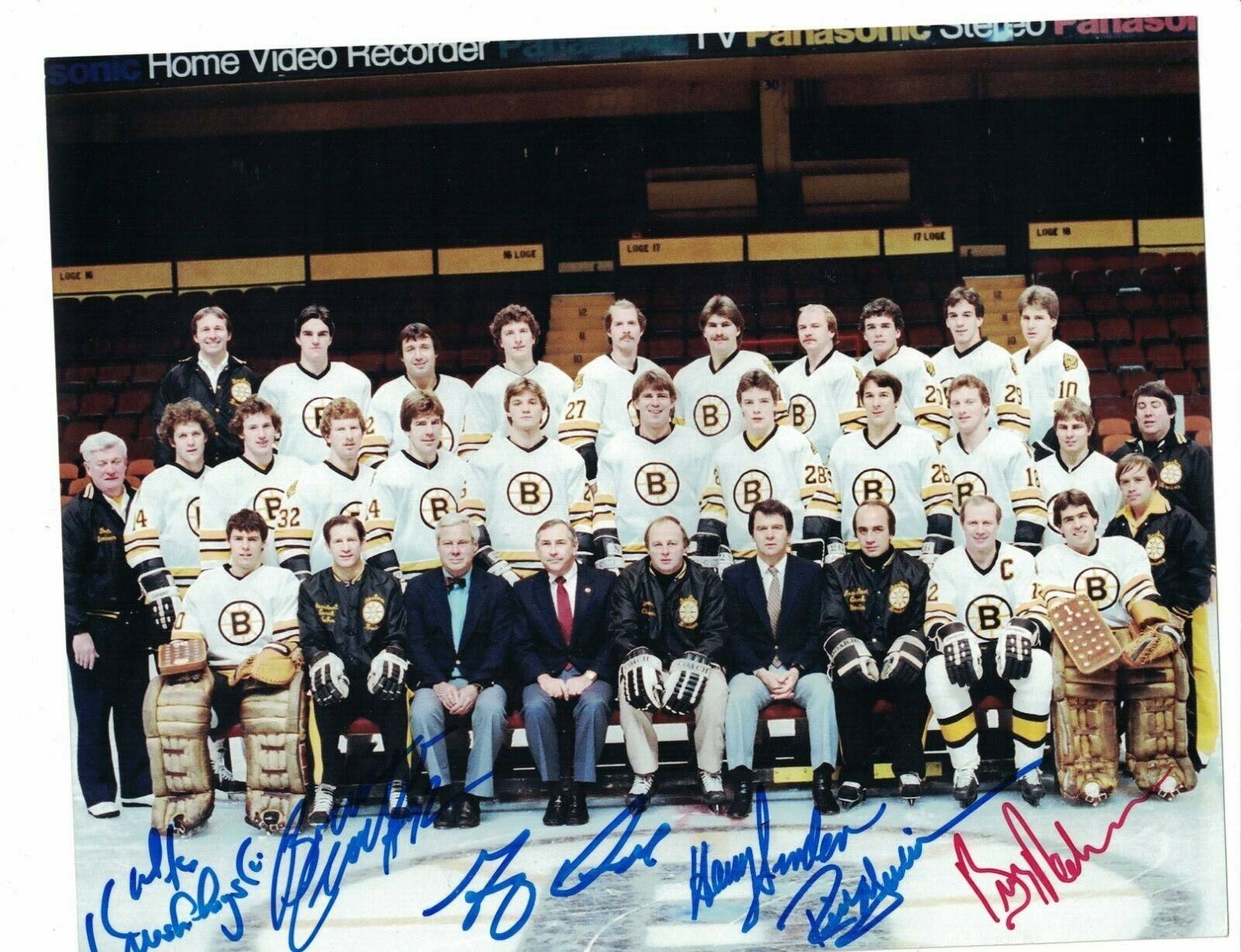 1980-81 Boston Bruins Team Photo Poster painting Signed by 8 Signed W/Our COA