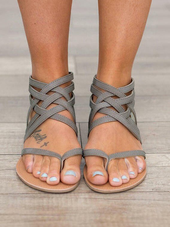 Cross Tied Strap Flip Flop Gladiator Sandals CS77- Fabulory