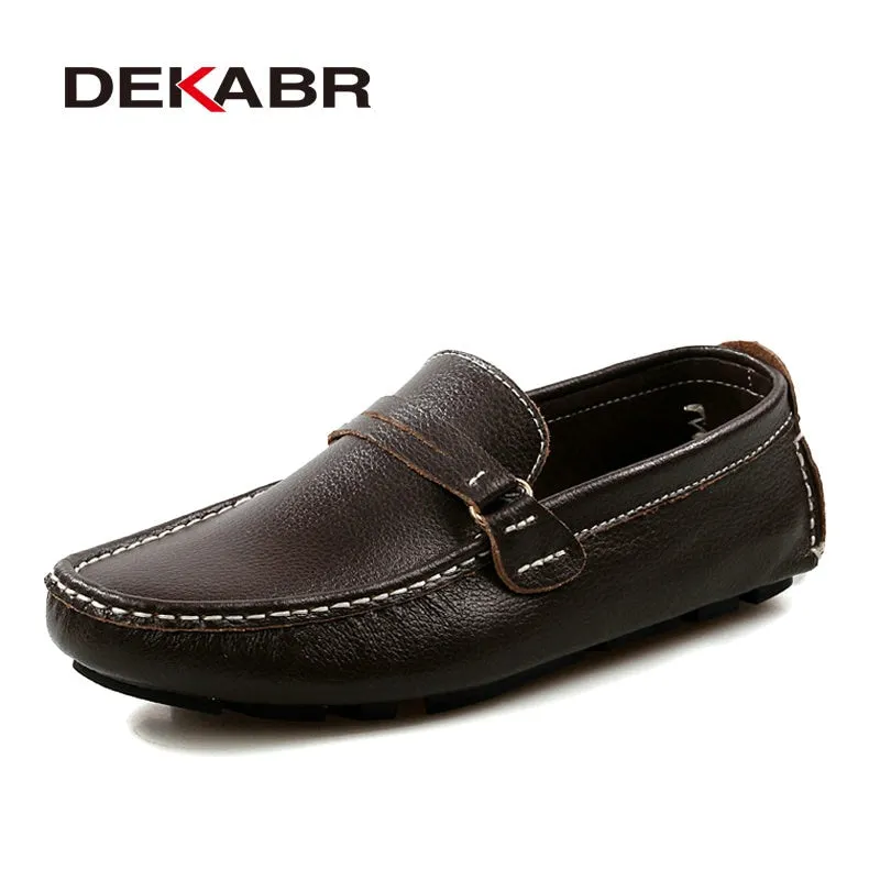 DEKABR PU Leather Men Casual Shoes Classic 2022 Mens Loafers Moccasins Breathable Slip On Black Driving Shoes Big Size 38-48
