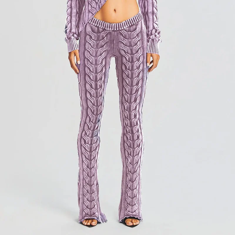 Toloer Toloer Spring New Fashion Temperament Twist Slim Show Thin Design Sense Micro La Knit Pants Casual Pants-Outfit Ideas