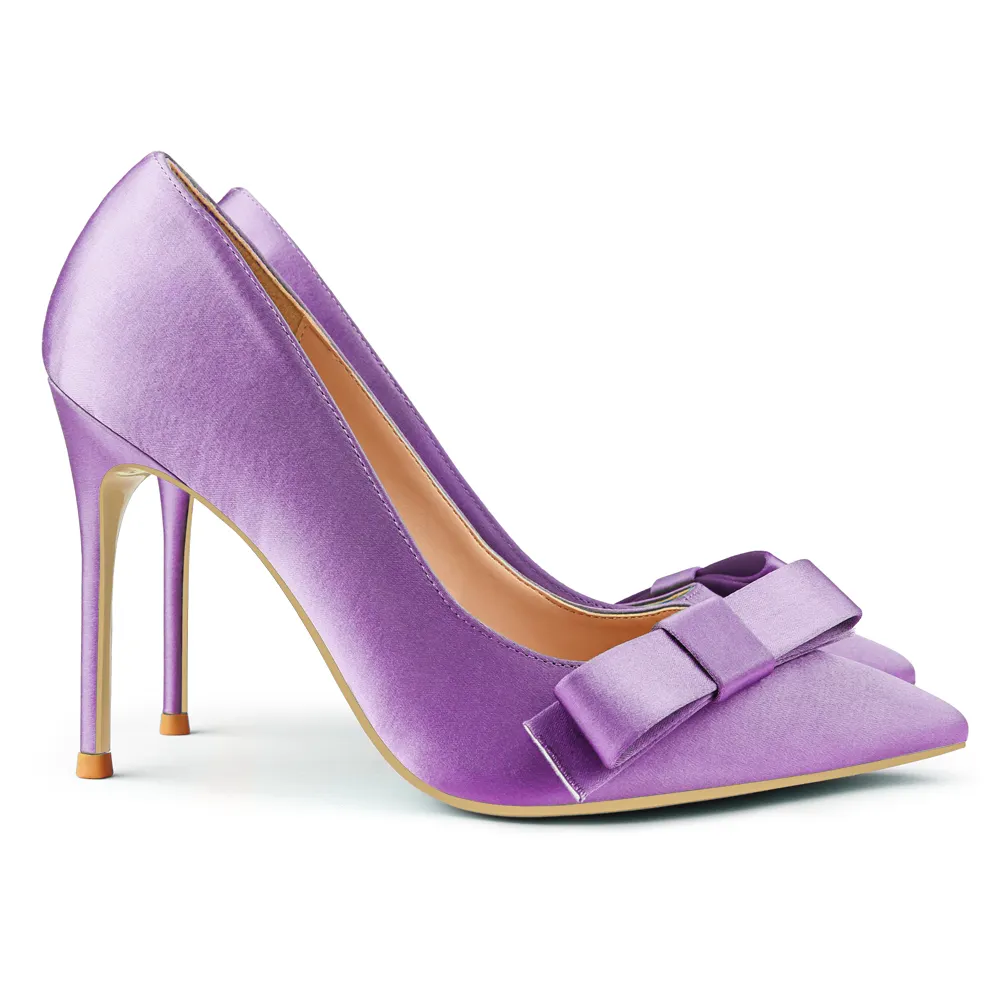 100mm Bow Fashion High Heels Sexy Prom Silk High Heels Stiletto Heels-vocosishoes