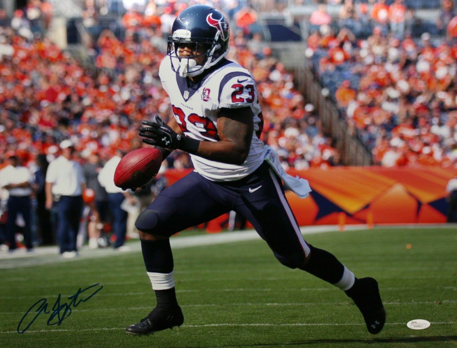 Arian Foster Autographed 16x20 Texans Running Color Photo Poster painting- JSA W Authenticated