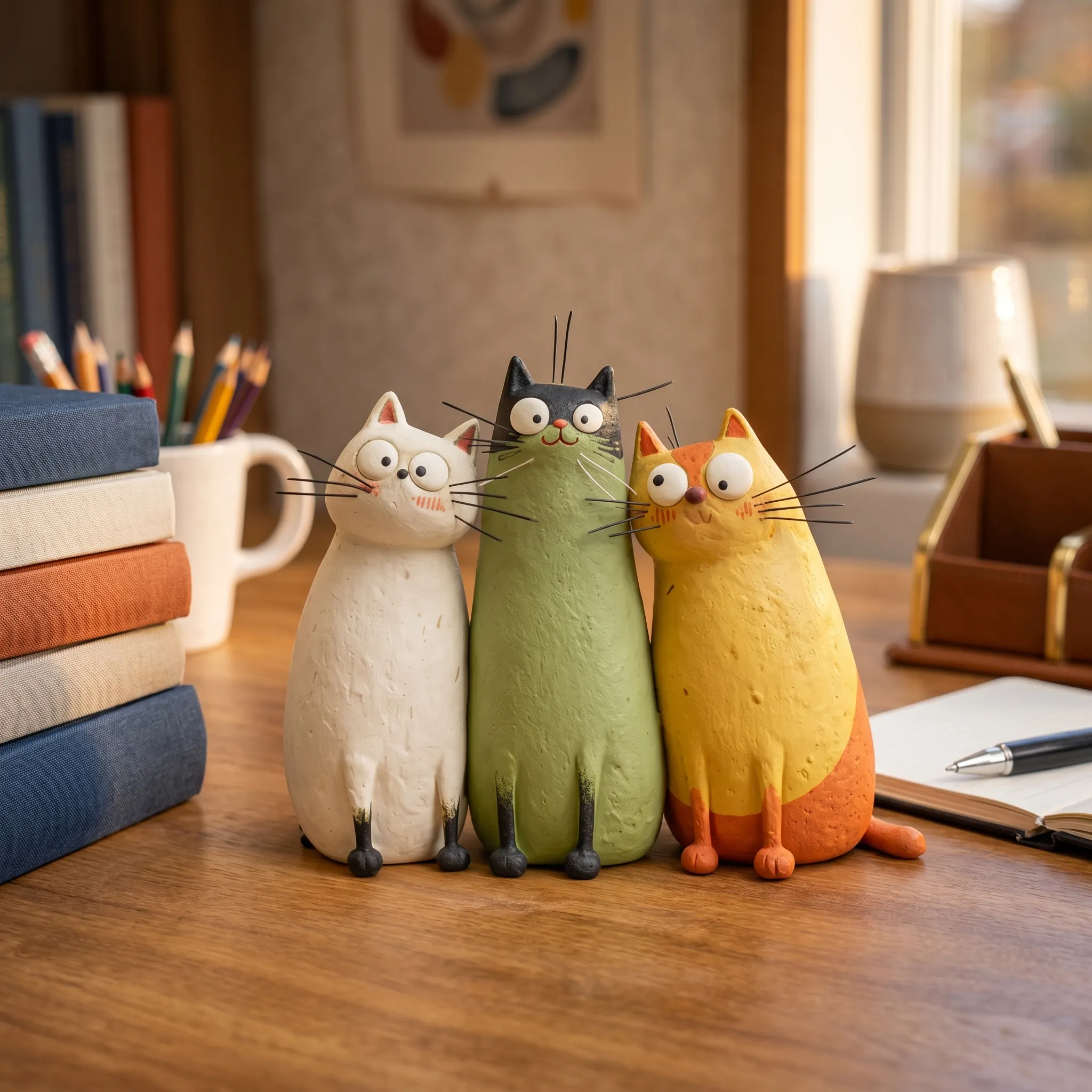 🐱Handmade Cat Figurine – Cute Artistic Desktop Decoration 💙
